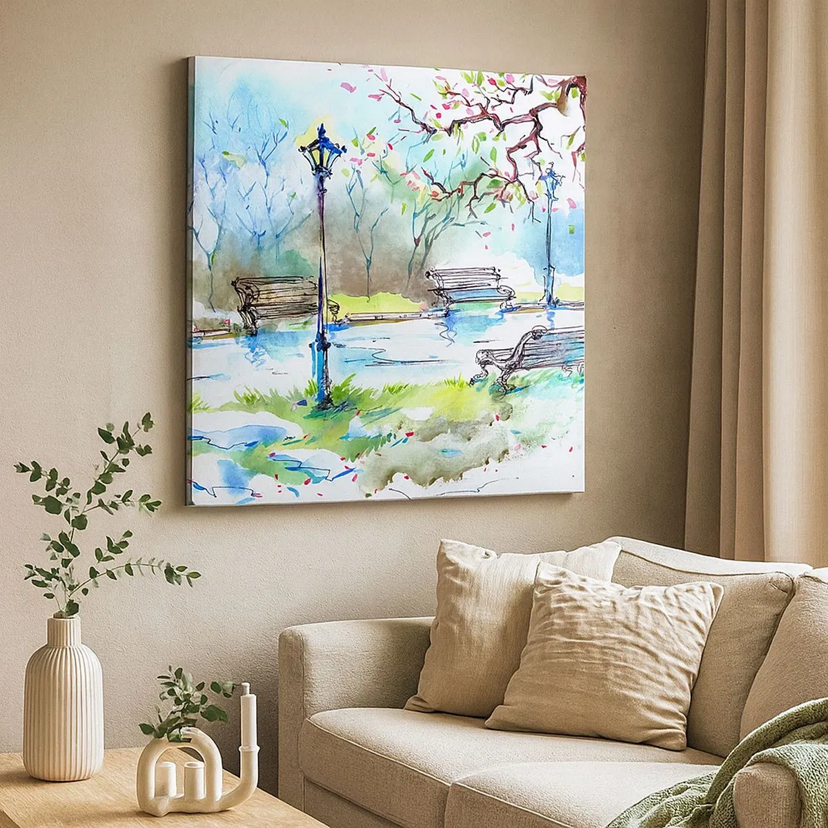 Impression sur toile - Image sur toile - Le charme du silence d'un parc - 30x30 cm