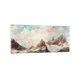 Impression sur verre - Image sur verre - Montagnes pittoresques au ciel pastel - 120x50cm - Lames de roche - Décoration murale moderne pour le salon et la chambre ARTTOR