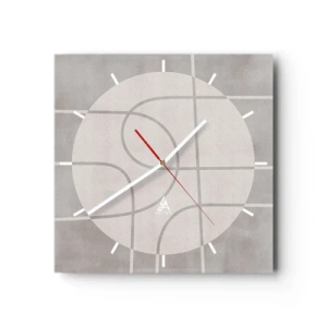 Horloge murale - Pendule murale - Motif géométrique dans les tons de gris et de blanc - 30x30cm - Circulaire et tout droit - Décoration murale moderne pour le salon et la chambre ARTTOR