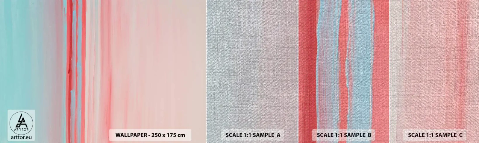 Échantillon de Papier Peint Premium Canvas - Abstraction à l'aube - Pastel, Minimaliste, Morceau - 100x30 cm