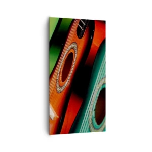 Impression sur toile - Image sur toile - La guitare a plusieurs couleurs - 65x120 cm
