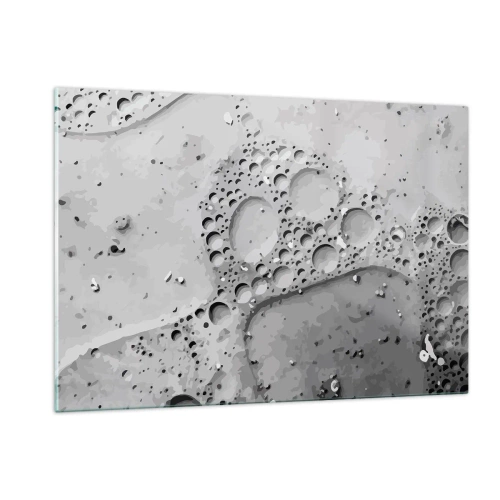 Impression sur verre - Image sur verre - Motif de bulles abstrait sur la surface dans des tons de gris - 120x80cm - Sentier de mousse - Décoration murale moderne pour le salon et la chambre ARTTOR