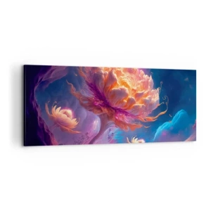 Impression sur toile - Image sur toile - Fleurs fantastiques dans un paysage cosmique - 120x50cm - Un autre monde - Décoration murale moderne pour le salon et la chambre ARTTOR
