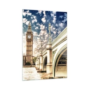 Impression sur verre - Image sur verre - Big Ben et le pont de Westminster à Londres - 50x70cm - Nuages 
