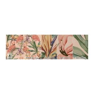 Échantillon de Papier Peint Premium Sand - Ballet rose dans les fleurs - Oiseau, Flamant, Jungle - 100x30 cm
