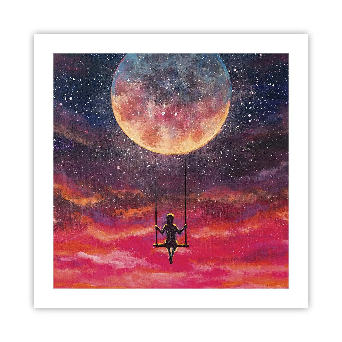 Affiche - Poster - Se balancer dans les nuages - 50x50 cm