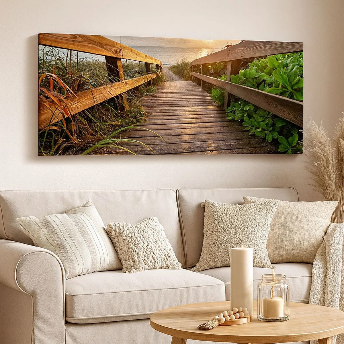 Impression sur toile - Image sur toile - Tout droit vers le rivage - 100x40 cm