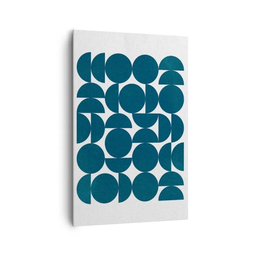 Impression sur toile - Image sur toile - Formes géométriques dans des tons bleu marine sur fond blanc - 80x120cm - Cercles et demi-cercles - Décoration murale moderne pour le salon et la chambre ARTTOR