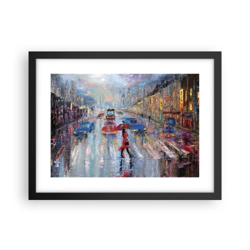 Affiche dans un cadre noir - Poster - Après-midi pluvieux en ville - 40x30 cm