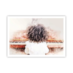 Affiche - Poster - Une fille aux cheveux touffus au piano - 100x70cm - Dans un nouveau monde - Décoration murale moderne pour le salon et la chambre ARTTOR