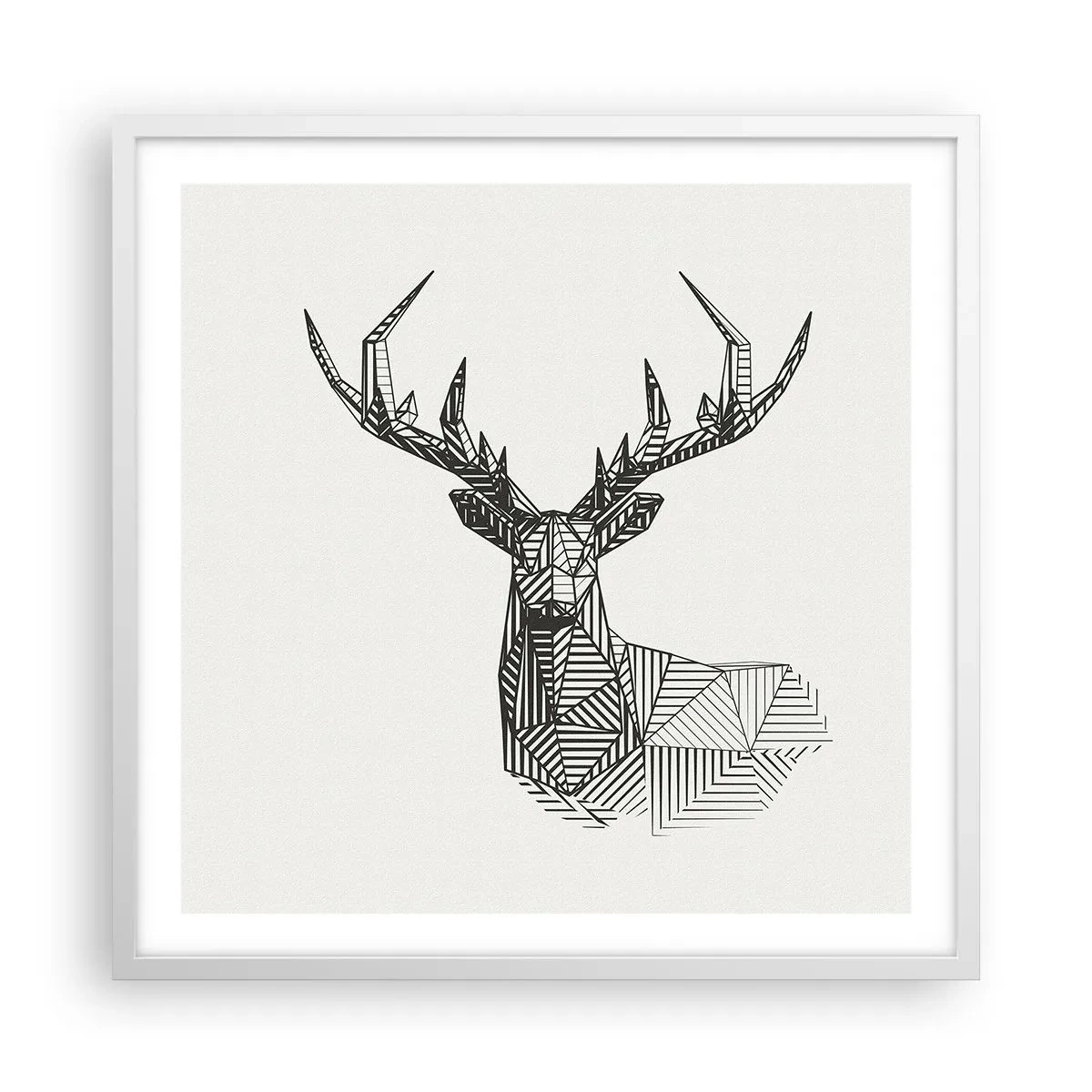 Affiche dans un cadre blanc - Poster - Cerf dans un style cubique - 60x60 cm