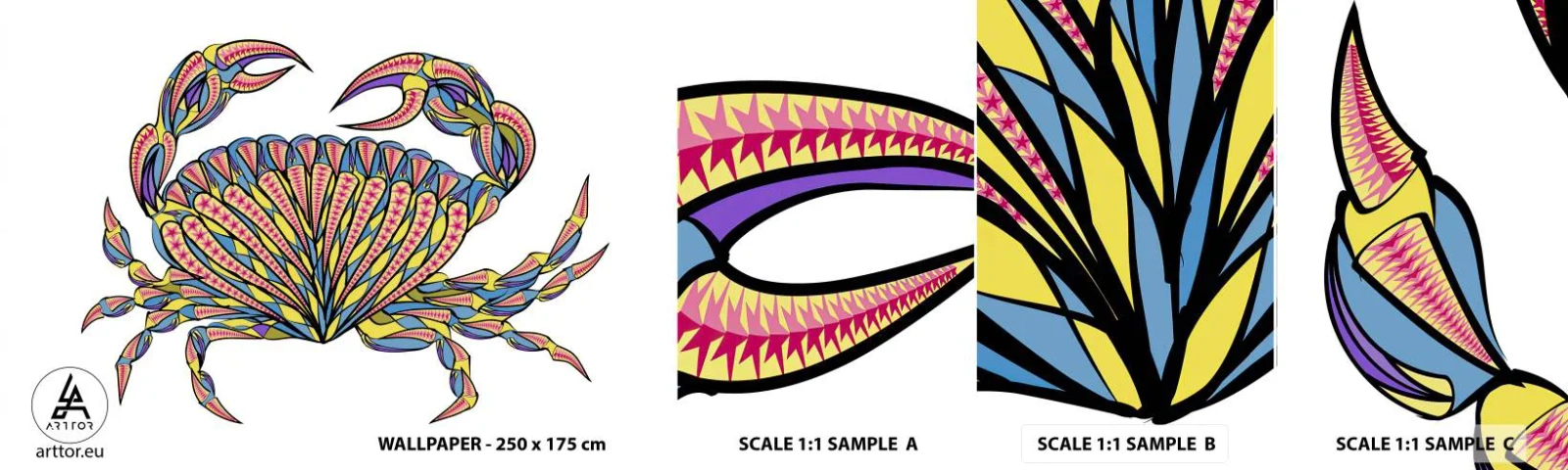 Échantillon de Papier Peint Autocollant Deluxe Sticker - Bijoux de la mer - Crabe, Pour les enfants, Graphique - 100x30 cm