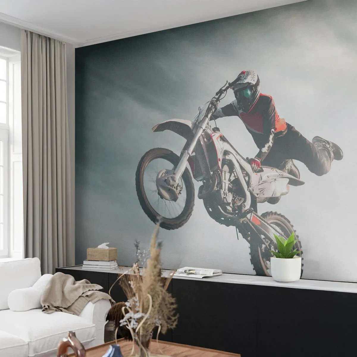 Papier Peint Photo Premium Canvas - Il n'y a pas de plaisir sans risque - Motocross, Moto, Motocycliste - 400x280 cm
