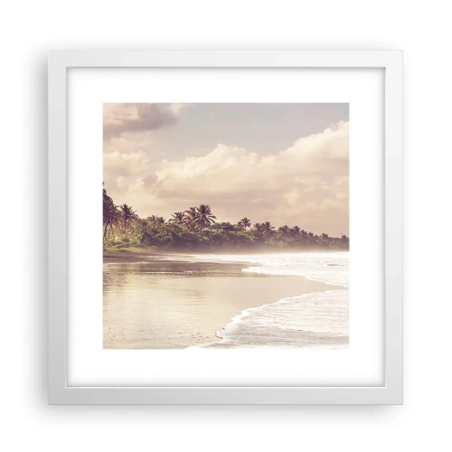 Affiche dans un cadre blanc - Poster - La caresse des vagues - 30x30 cm