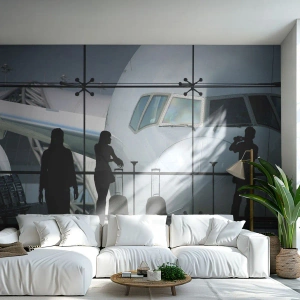 Papier Peint Autocollant Deluxe Sticker - Vis-à-vis de l'aéroport - Avion, Aéroport, Voyages - 100x70 cm