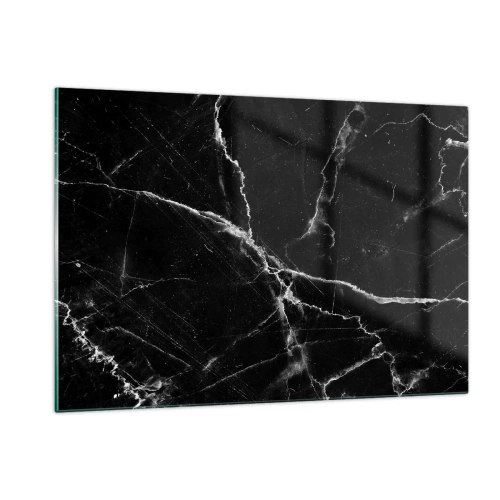 Impression sur verre - Image sur verre - Surface en marbre noir avec veines claires - 120x80cm - La vie secrète de la pierre - Décoration murale moderne pour le salon et la chambre ARTTOR