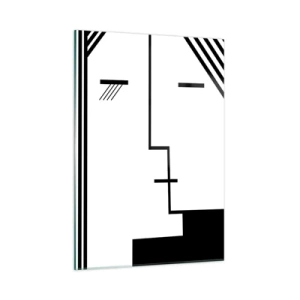 Impression sur verre - Image sur verre - Une interprétation graphique d'un baiser dans un style minimaliste - 50x70cm - Juste un baiser - Décoration murale moderne pour le salon et la chambre ARTTOR