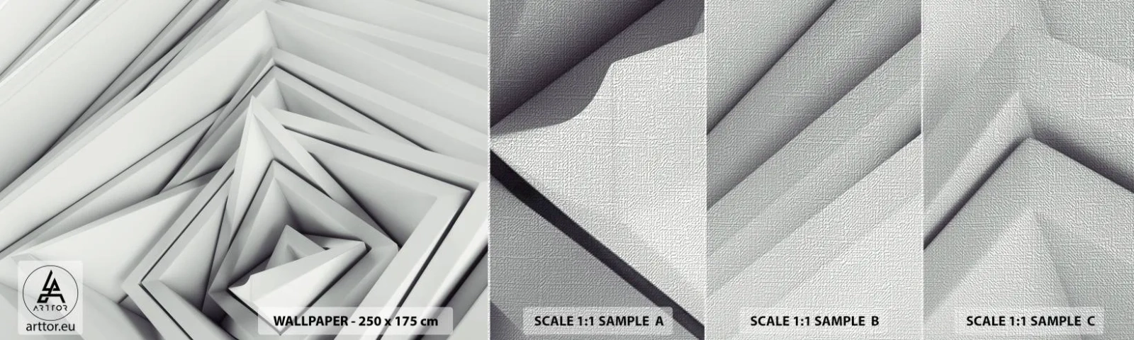 Échantillon de Papier Peint Premium Canvas - Bourgeon d’angles vifs - Technologie, 3D, Moderne - 100x30 cm