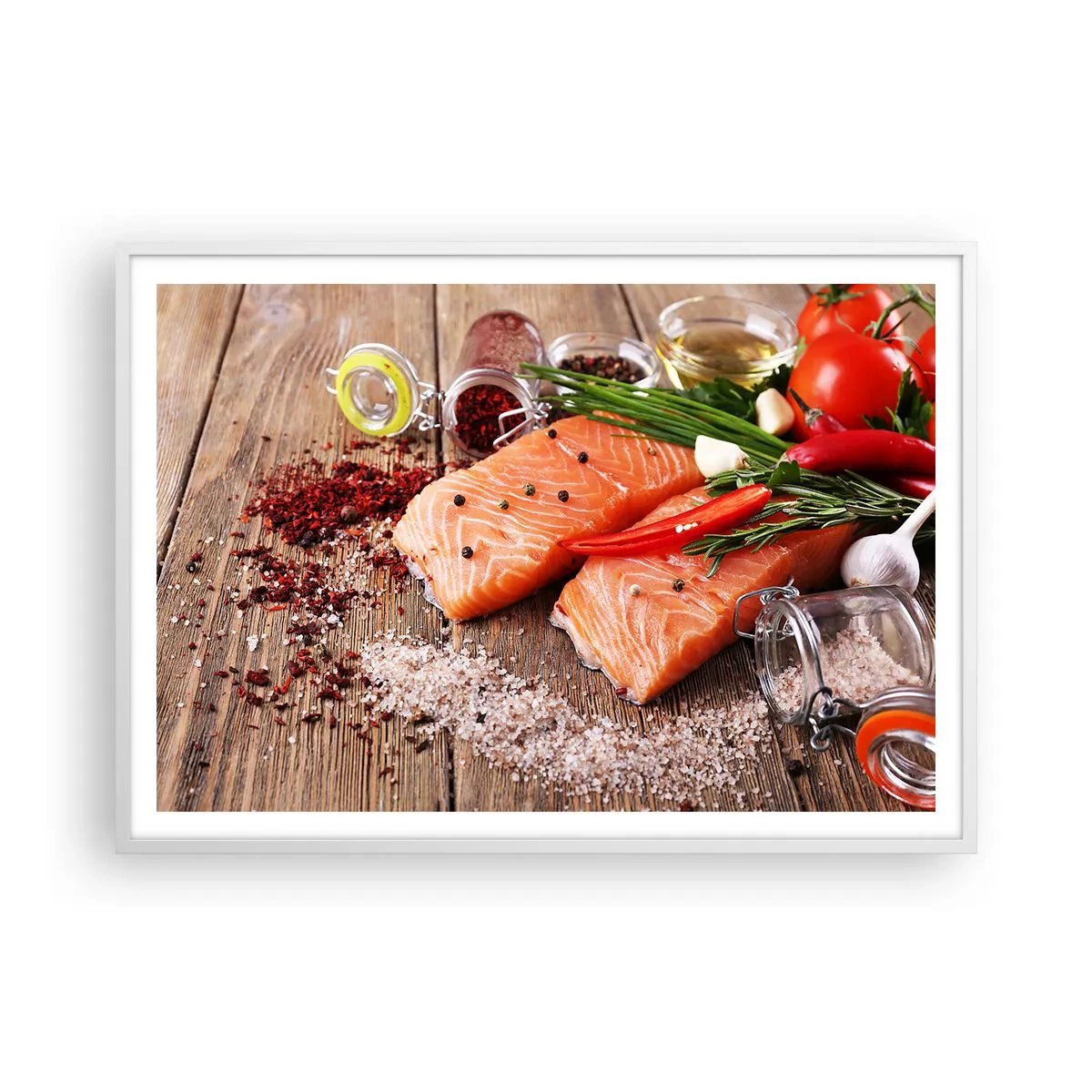 Affiche dans un cadre blanc - Poster - Aventure norvégienne dans la cuisine - 100x70 cm