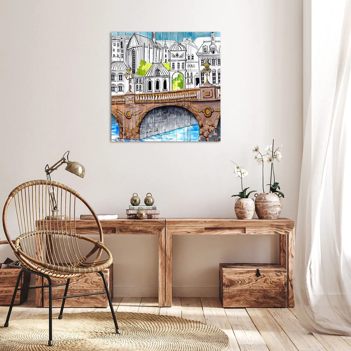 Impression sur toile - Image sur toile - Une ville comme peinte - 60x60 cm