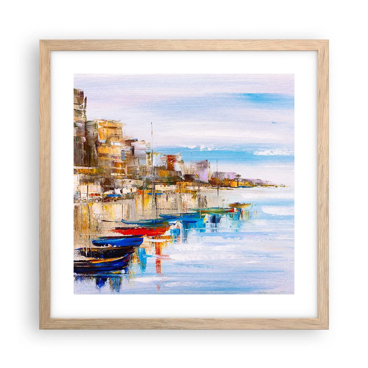 Affiche dans un chêne clair - Poster - Un havre urbain multicolore - 40x40 cm