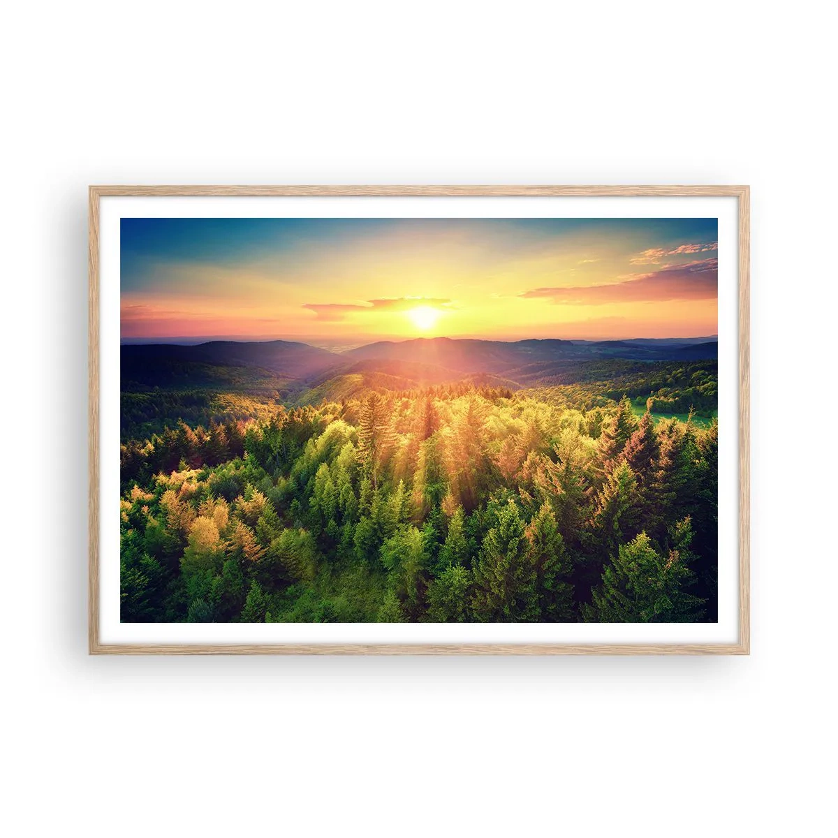Affiche dans un chêne clair - Poster - Monts et sommets - 100x70 cm