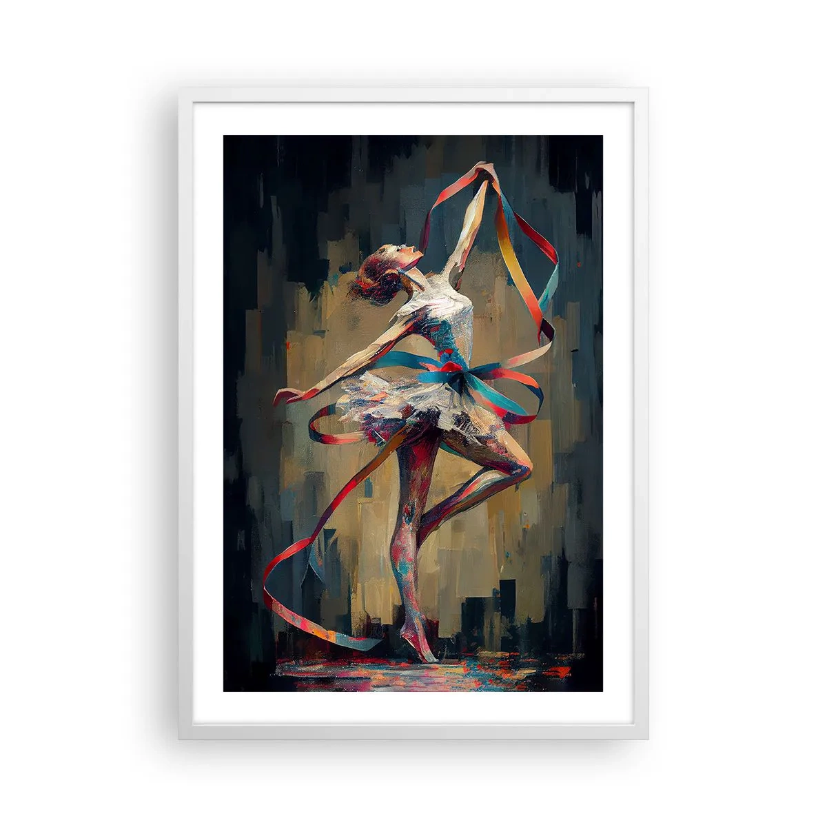 Affiche dans un cadre blanc - Poster - Danse du ruban - 50x70 cm