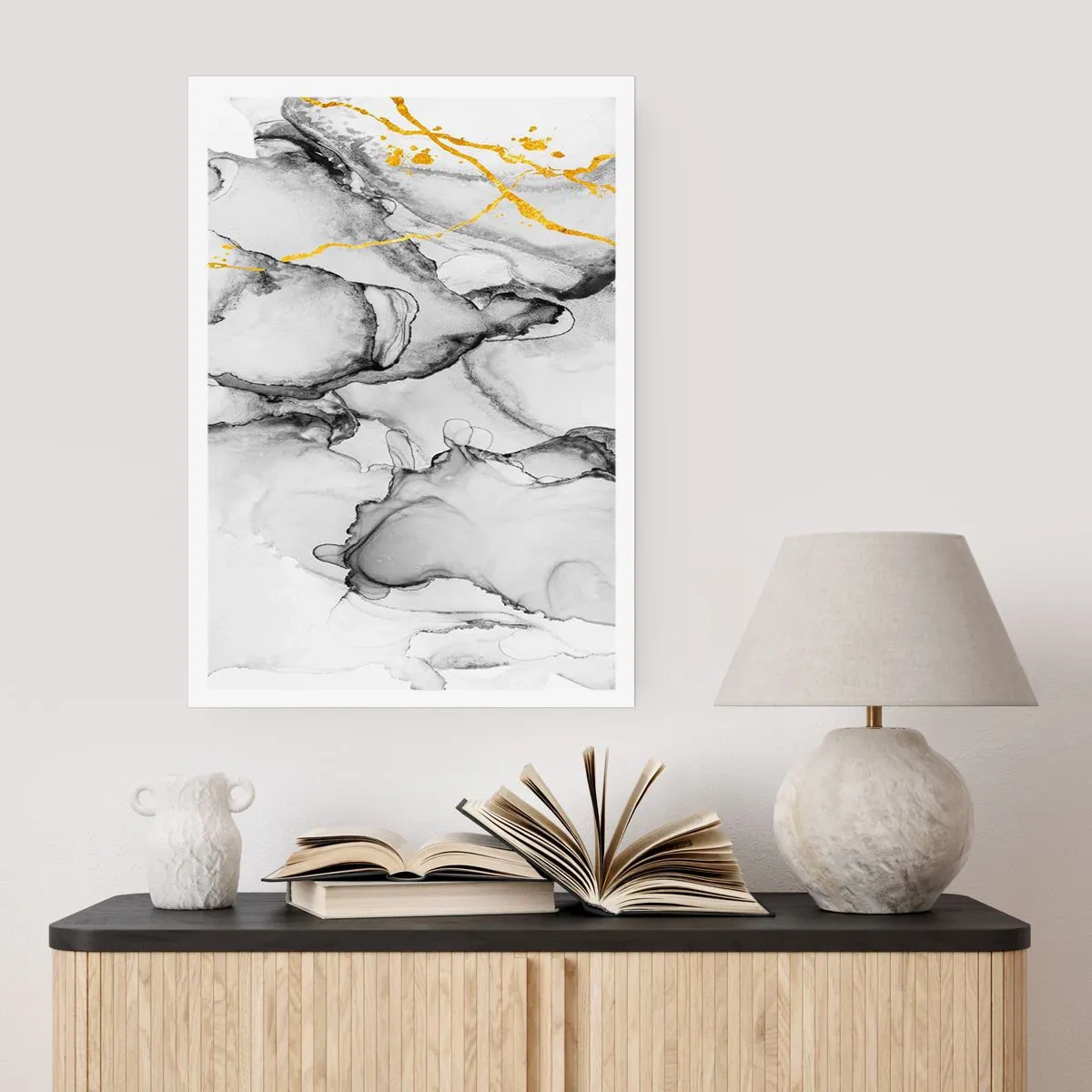 Affiche - Poster - Composition à motif or - 40x50 cm