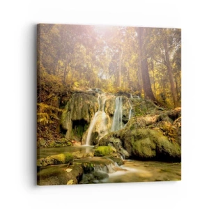 Impression sur toile - Image sur toile - Cascade de forêt en vert - 30x30 cm