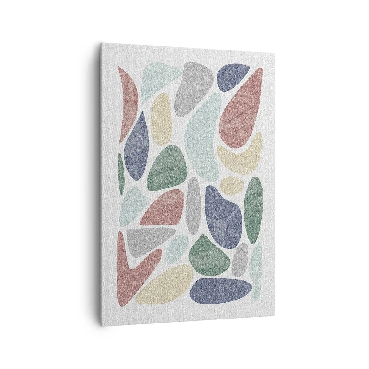 Impression sur toile - Image sur toile - Formes organiques colorées sur fond blanc - 70x100cm - Une mosaïque de couleurs poudrées - Décoration murale moderne pour le salon et la chambre ARTTOR