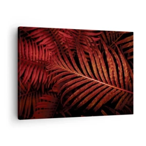Impression sur toile - Image sur toile - Gros plan de feuilles tropicales rouges - 70x50cm - Chaleur de la vie - Décoration murale moderne pour le salon et la chambre ARTTOR