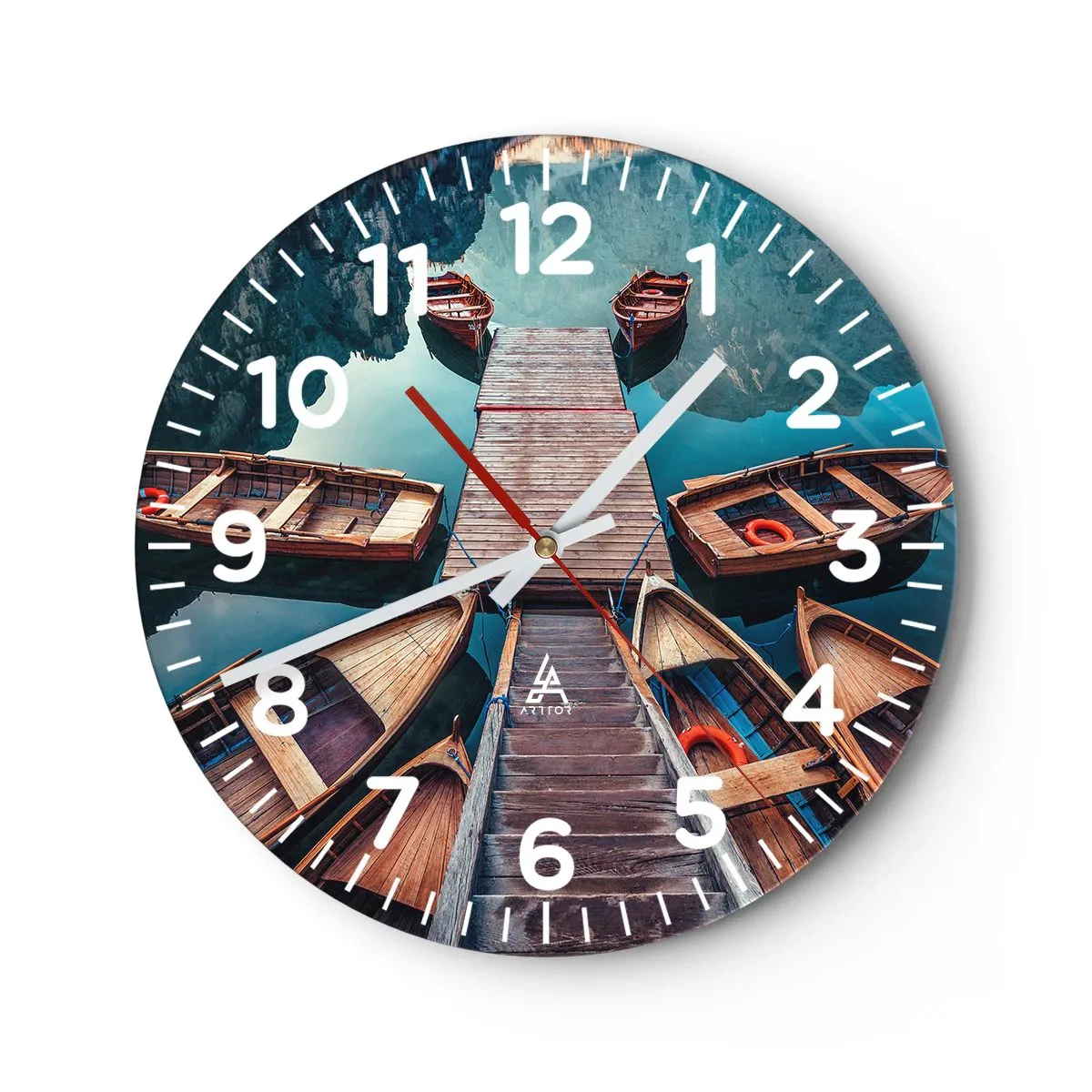 Horloge murale - Pendule murale - J'attends à la marina - 40x40 cm