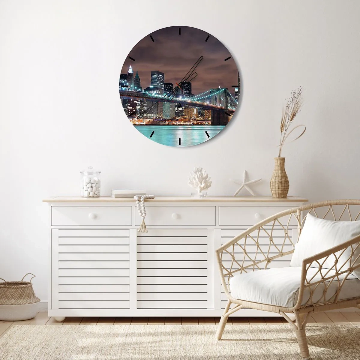 Horloge murale - Pendule murale - Lumières des grandes villes - 30x30 cm