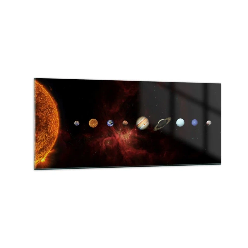 Impression sur verre - Image sur verre - Le système solaire avec des planètes sur fond d'espace - 120x50cm - Notre quartier - Décoration murale moderne pour le salon et la chambre ARTTOR