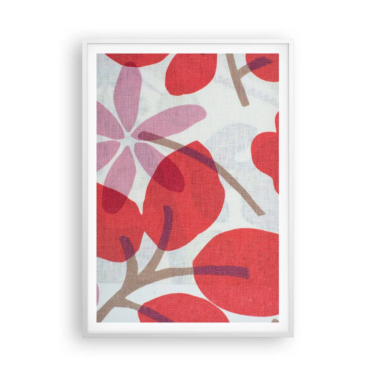 Affiche dans un cadre blanc - Poster - Composition florale dans les roses - 70x100 cm