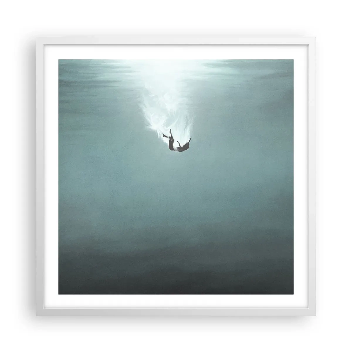 Affiche dans un cadre blanc - Poster - Dans les bras de l'océan - 60x60 cm