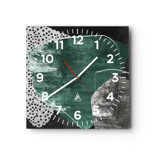 Horloge murale - Pendule murale - Abstraction colorée avec feuille d'or - 30x30 cm