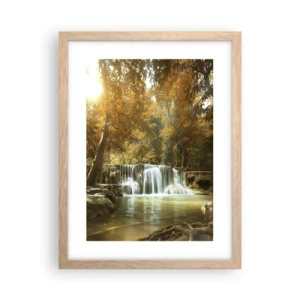 Affiche dans un chêne clair - Poster - Cascade du parc - 30x40 cm