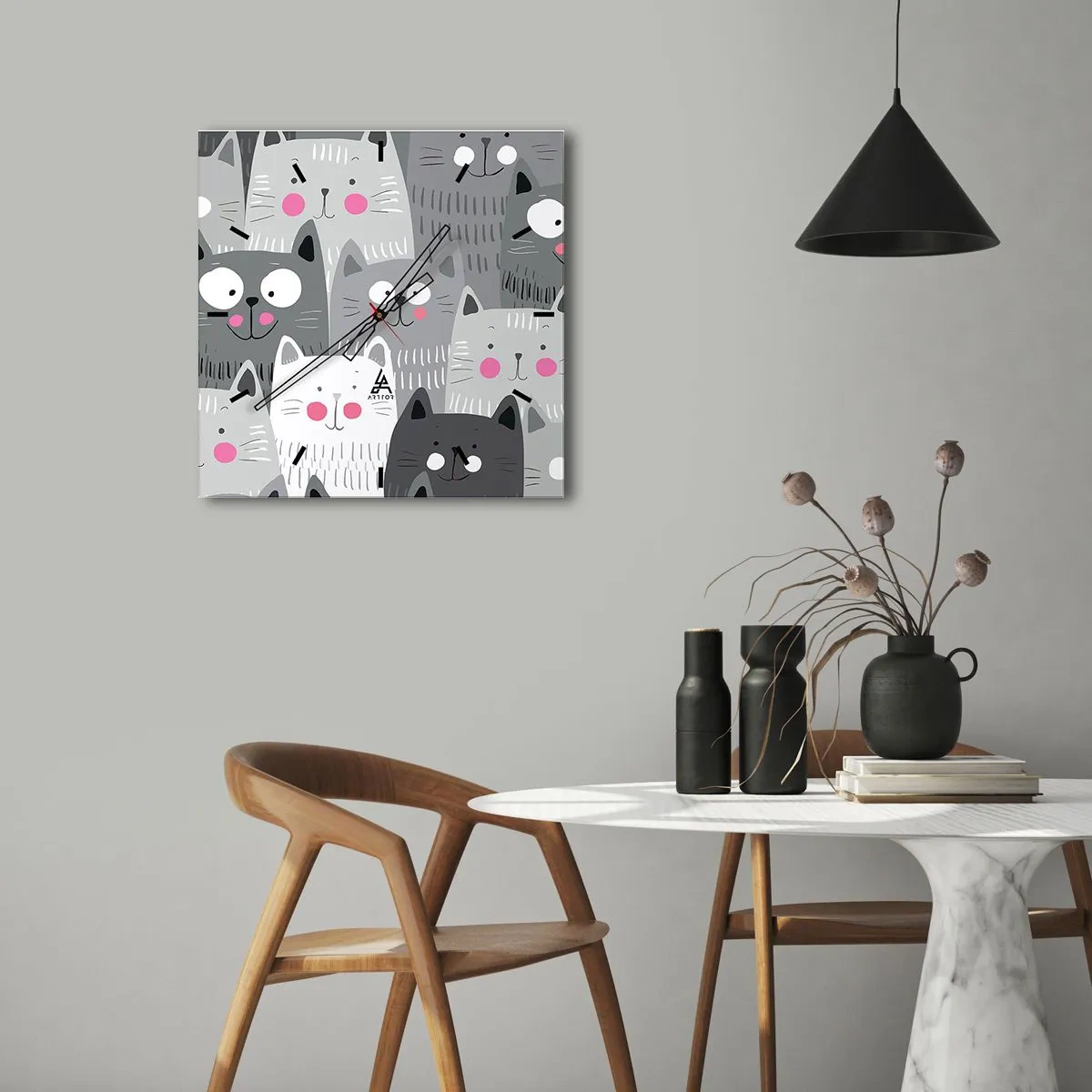 Horloge murale - Pendule murale - Le monde des chats - 30x30 cm