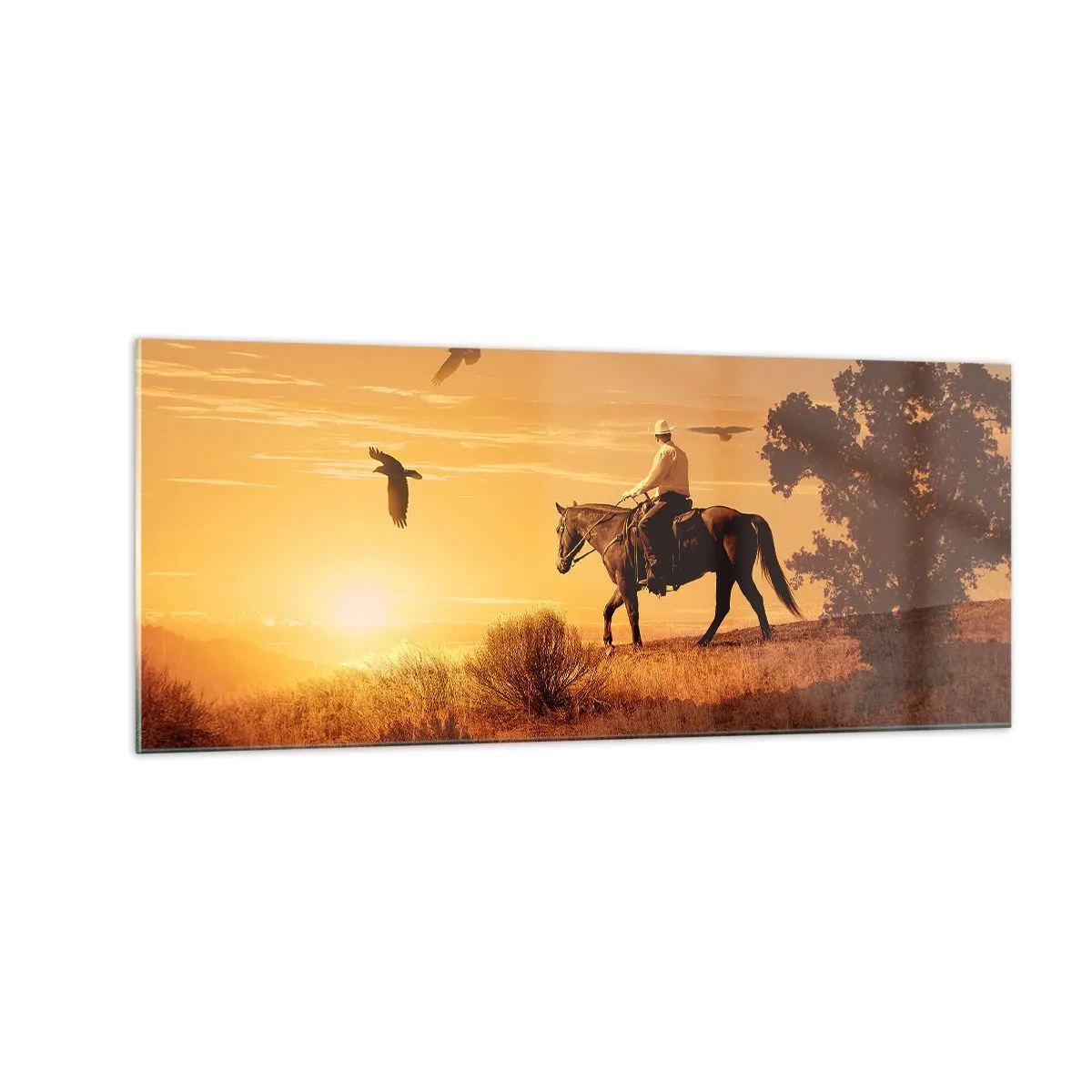 Impression sur verre - Image sur verre - Seul à travers la prairie - 100x40 cm