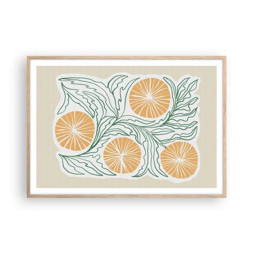 Affiche dans un chêne clair - Poster - Ethnique avec une pointe d'abstraction - 100x70 cm