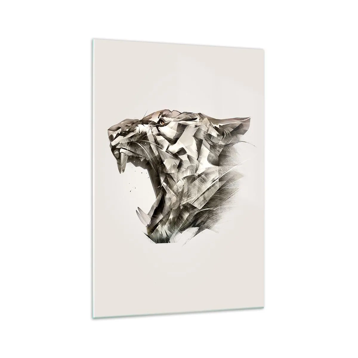 Impression sur verre - Image sur verre - Image abstraite d'un tigre dans des tons beiges - 70x100cm - Vous savez déjà qui est en charge - Décoration murale moderne pour le salon et la chambre ARTTOR