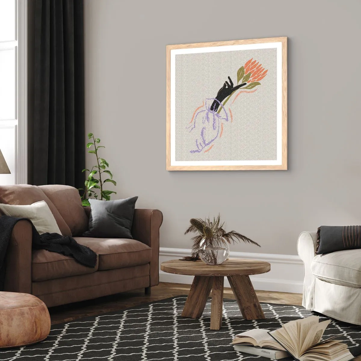 Affiche dans un chêne clair - Poster - Touche fraternelle - 30x30 cm