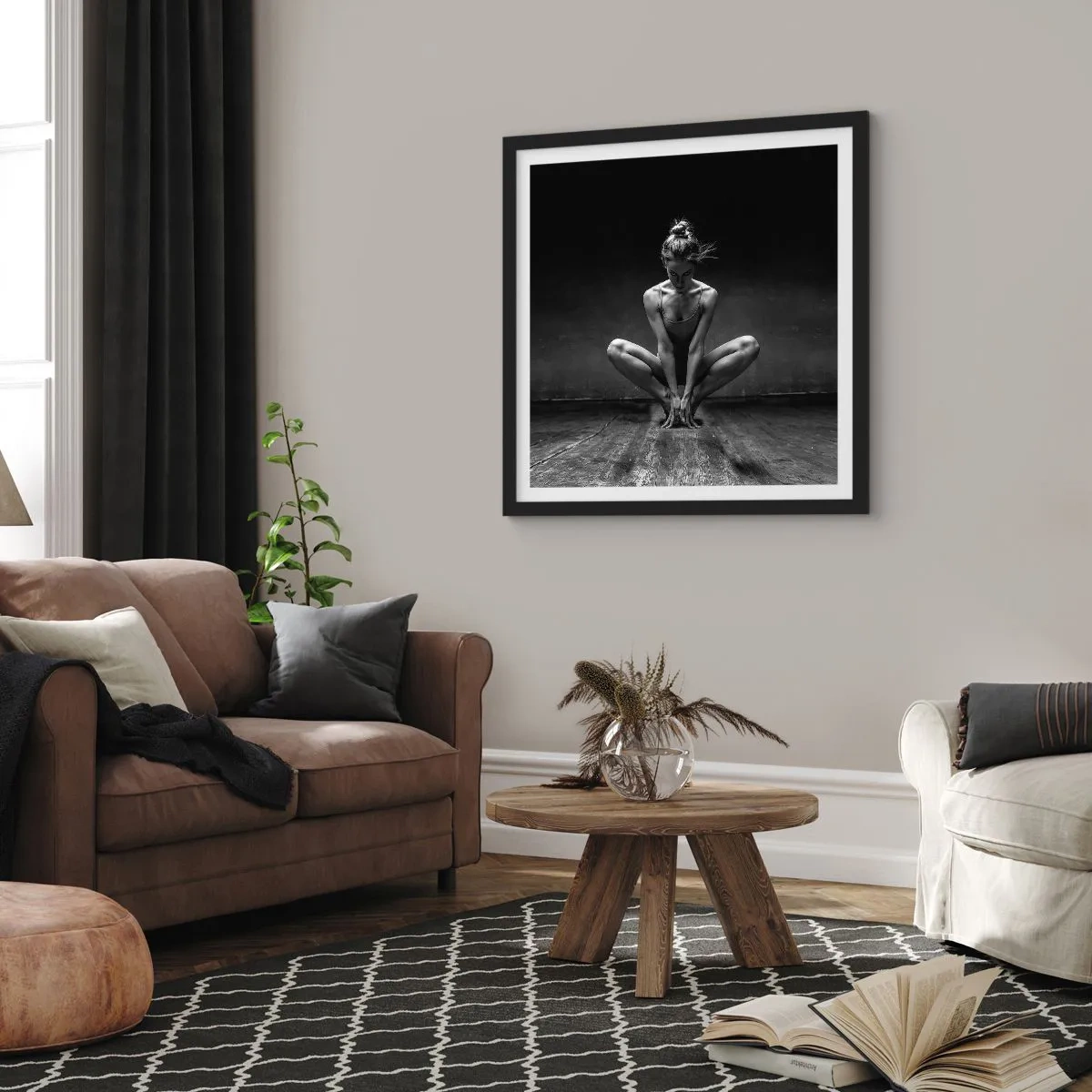 Affiche dans un cadre noir - Poster - Concentration de l'énergie de la danse - 50x50 cm