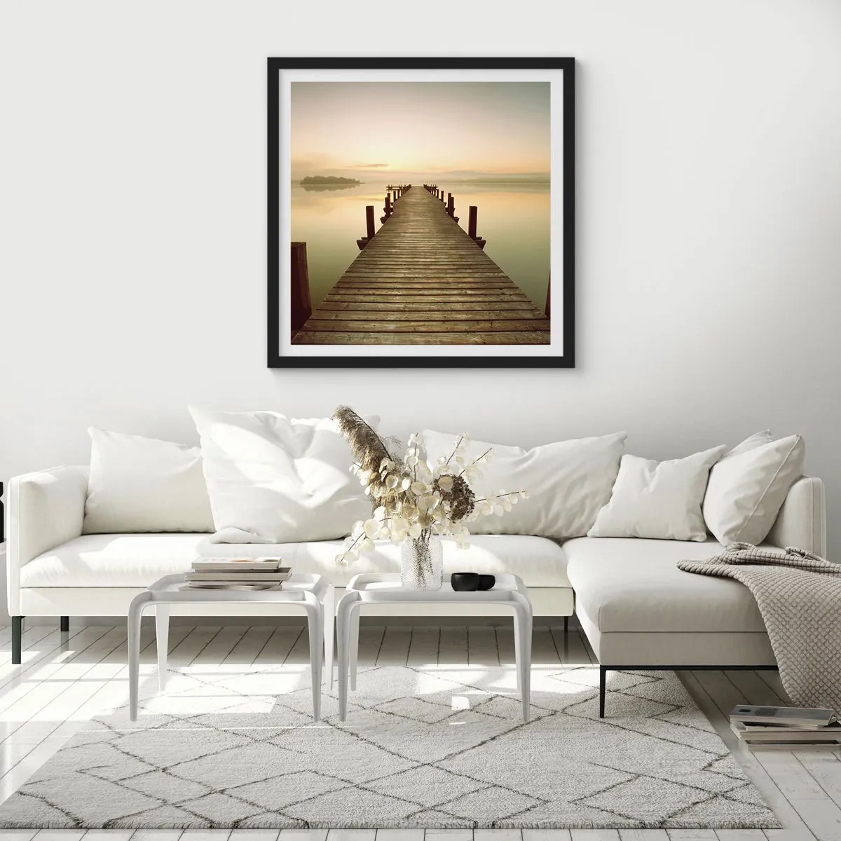 Affiche dans un cadre noir - Poster - L'aube, les premières lueurs, le jour  - 60x60 cm