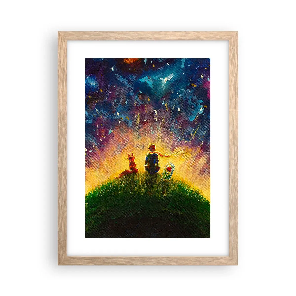 Affiche dans un chêne clair - Poster - Amour et amitié - le monde entier - 30x40 cm