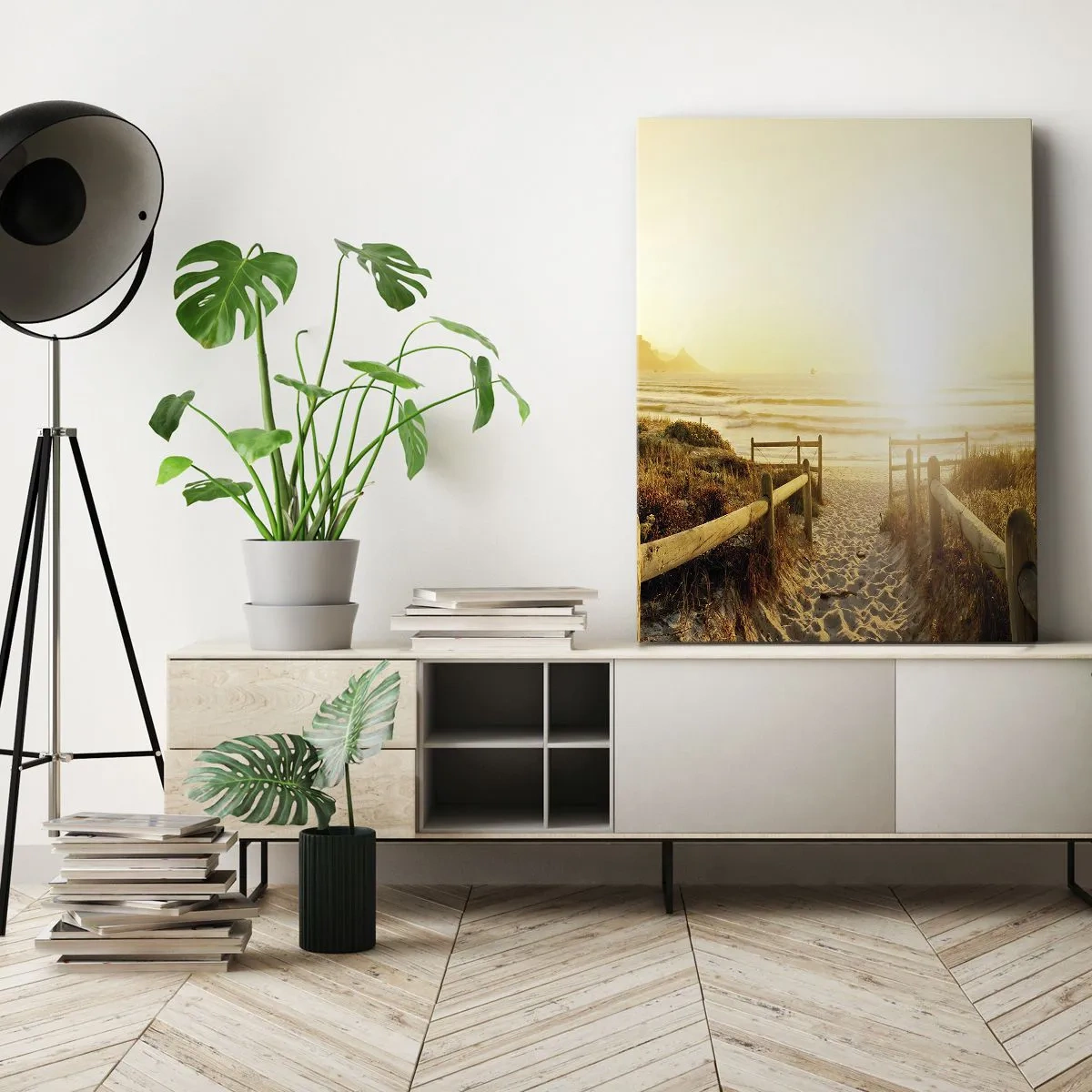 Impression sur toile - Image sur toile - A travers la dune, vers le soleil - 65x120 cm