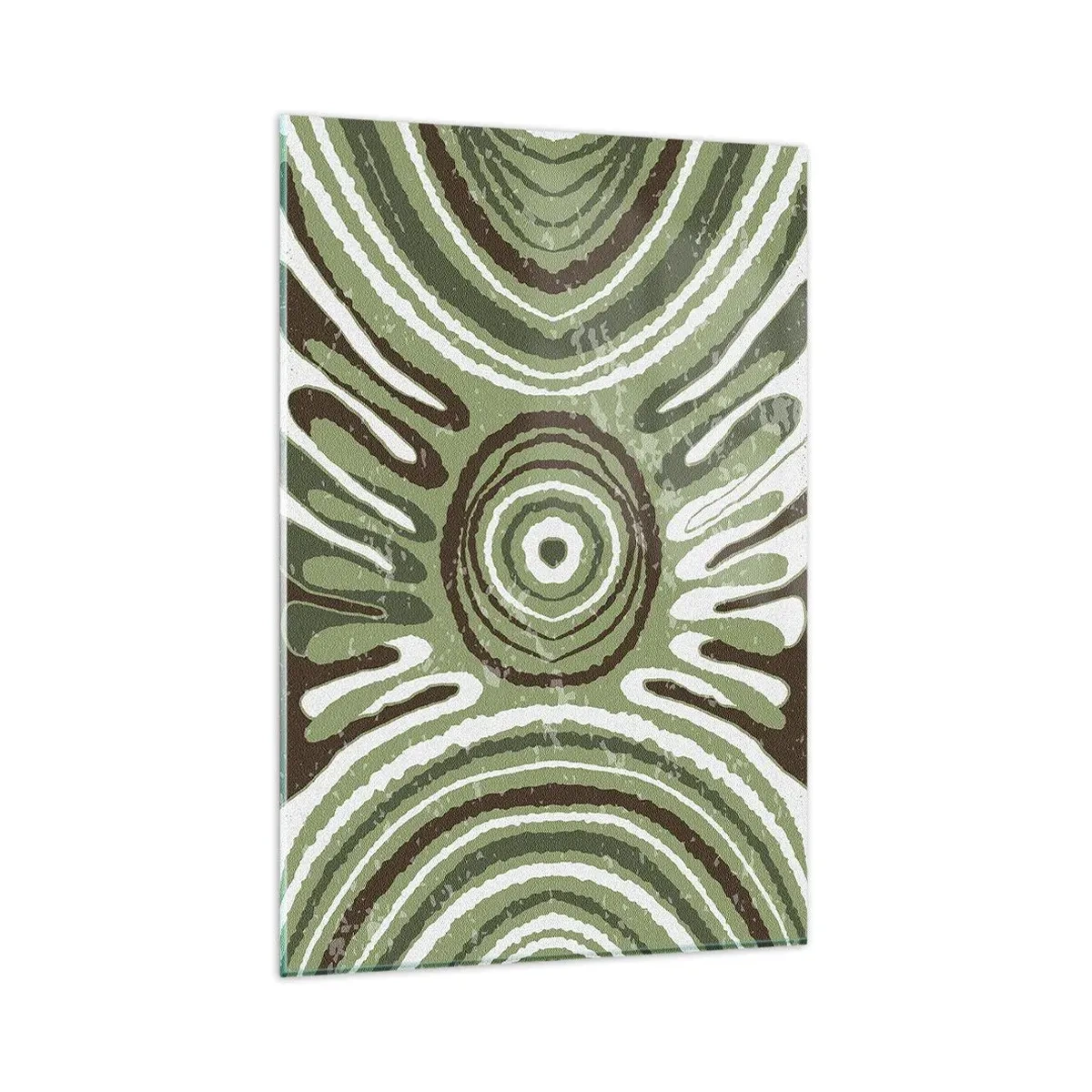 Impression sur verre - Image sur verre - Motifs abstraits dans les tons de vert et de marron - 80x120cm - Une explosion d'émotions - Décoration murale moderne pour le salon et la chambre ARTTOR