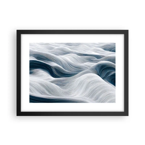 Affiche dans un cadre noir - Poster - Vagues blanches et bleues - 40x30 cm
