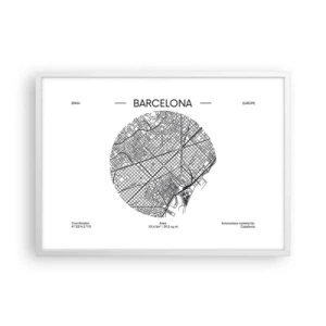 Affiche dans un cadre blanc - Poster - Anatomie de Barcelone - 70x50 cm